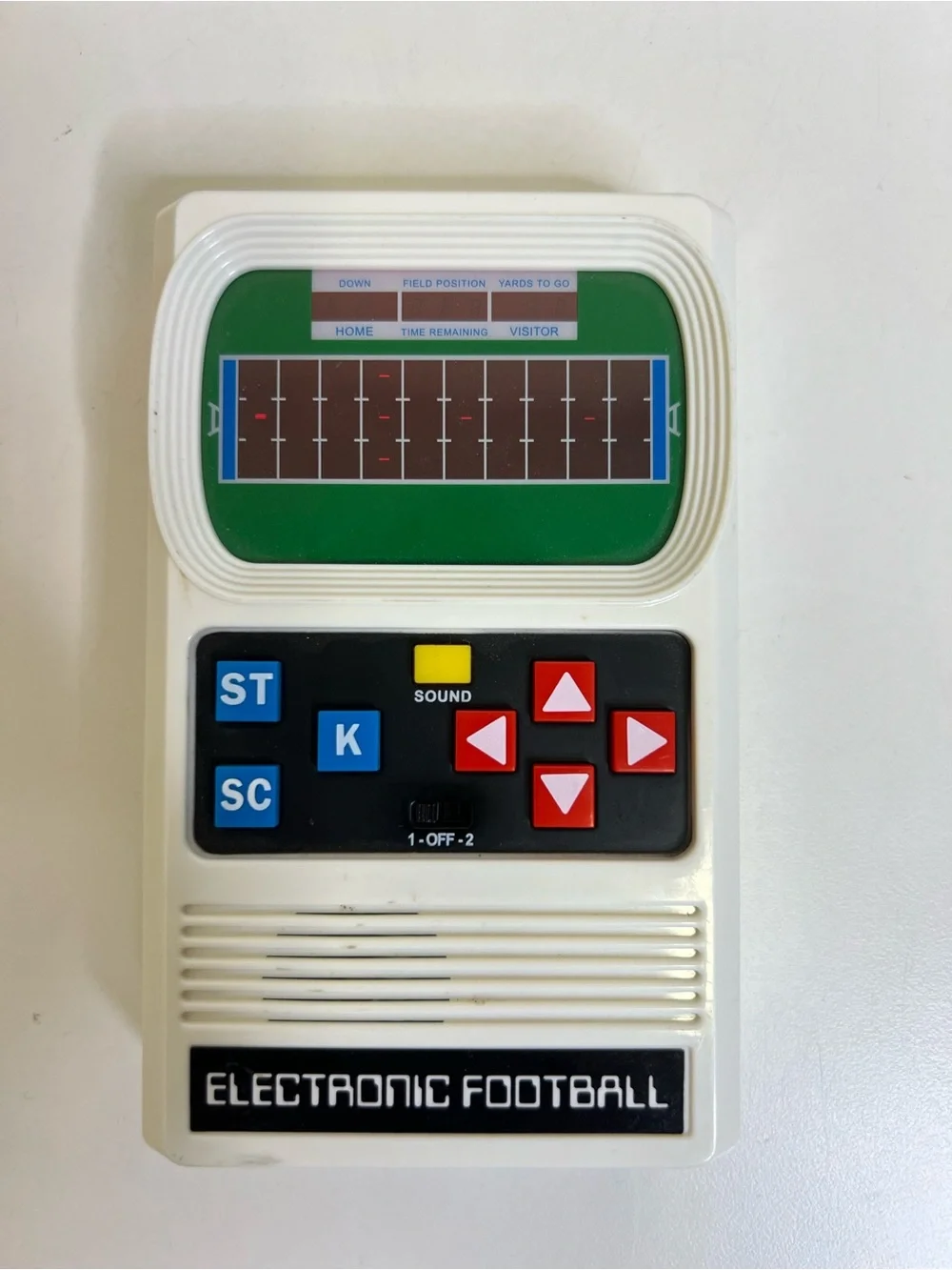 Mattel Electronic Football Handheld Game - White with Red & Blue Buttons